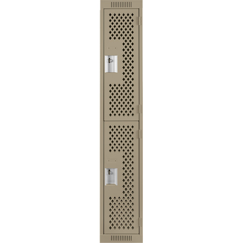 Casiers Clean Line, 2 niveaux, 12" x 15" x 72", Acier, Beige, Rivet (assembl&eacute;), Perfor&eacute; We Share Industrial Supply