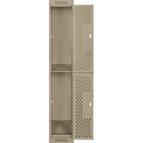 Casiers Clean Line, 2 niveaux, 12" x 15" x 72", Acier, Beige, Rivet (assembl&eacute;), Perfor&eacute; We Share Industrial Supply