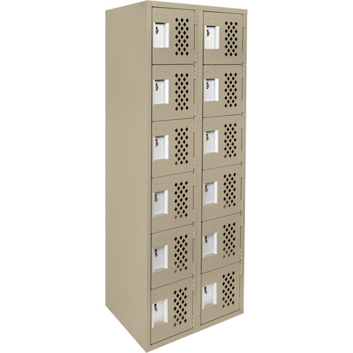 Assembled Lockerettes Clean Line Perforated Economy Lockers, 6 -tier, Bank of 2, 18" x 72" x 12", Steel We Share Industrial Supply