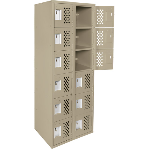 Assembled Lockerettes Clean Line Perforated Economy Lockers, 6 -tier, Bank of 2, 18" x 72" x 12", Steel We Share Industrial Supply
