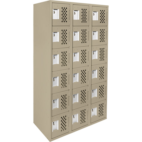 Assembled Lockerettes Clean Line Perforated Economy Lockers, 6 -tier, Bank of 3, 18" x 72" x 12", Steel We Share Industrial Supply
