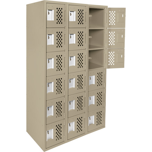 Assembled Lockerettes Clean Line Perforated Economy Lockers, 6 -tier, Bank of 3, 18" x 72" x 12", Steel We Share Industrial Supply