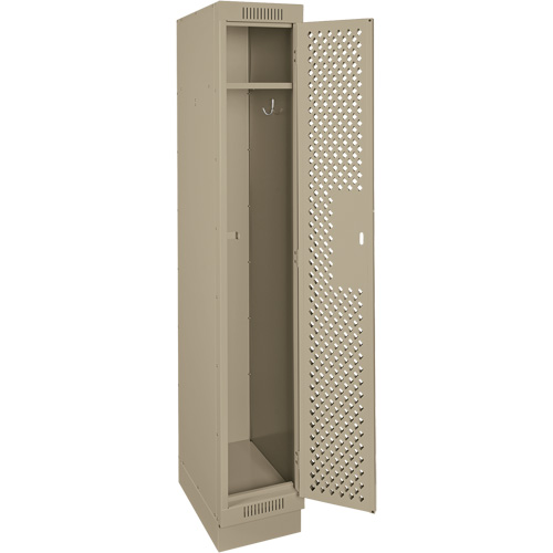Clean Line Lockers, 12" x 12" x 76", Steel, Beige, Rivet (Assembled), Perforated We Share Industrial Supply