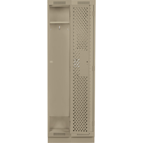 Clean Line Lockers, Bank of 2, 24" x 15" x 76", Steel, Beige, Rivet (Assembled), Perforated We Share Industrial Supply