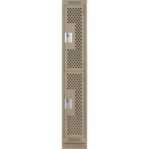 Clean Line Lockers, 2 -tier, 12" x 18" x 76", Steel, Beige, Rivet (Assembled), Perforated We Share Industrial Supply
