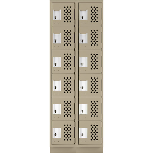 Petit casier perfor&eacute; Clean-Line, 6 niveaux, Bloc de 2, 12" x 72" x 12", Acier We Share Industrial Supply