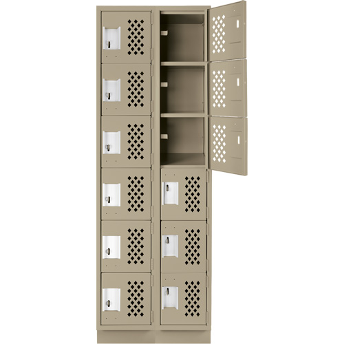 Petit casier perfor&eacute; Clean-Line, 6 niveaux, Bloc de 2, 12" x 72" x 12", Acier We Share Industrial Supply