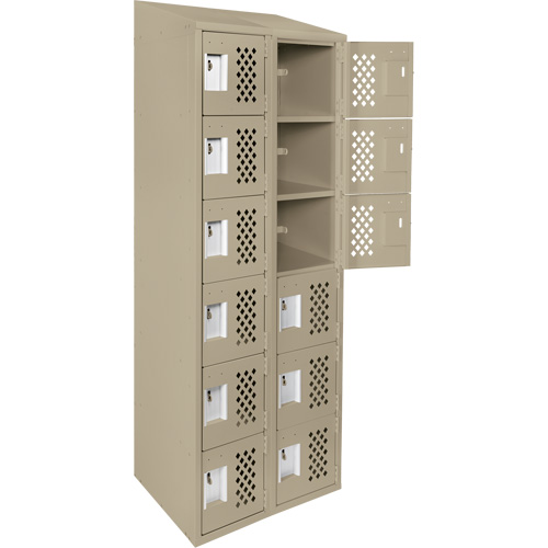 Assembled Lockerettes Clean Line Perforated Economy Lockers, 6 -tier, Bank of 2, 18" x 72" x 12", Steel We Share Industrial Supply
