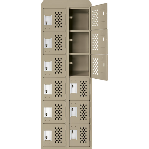 Assembled Lockerettes Clean Line Perforated Economy Lockers, 6 -tier, Bank of 2, 18" x 72" x 12", Steel We Share Industrial Supply