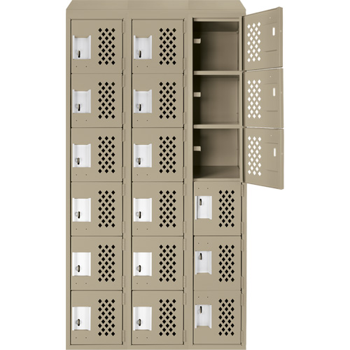 Assembled Lockerettes Clean Line Perforated Economy Lockers, 6 -tier, Bank of 3, 18" x 72" x 12", Steel We Share Industrial Supply