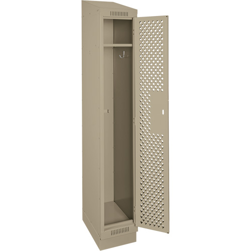Clean Line Lockers, 12" x 12" x 82", Steel, Beige, Rivet (Assembled), Perforated We Share Industrial Supply