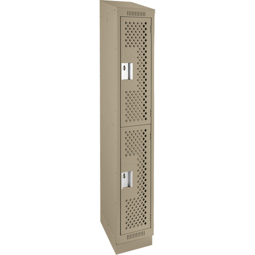 Casiers Clean Line, 2 niveaux, 12" x 18" x 82", Acier, Beige, Rivet (assembl&eacute;), Perfor&eacute; We Share Industrial Supply