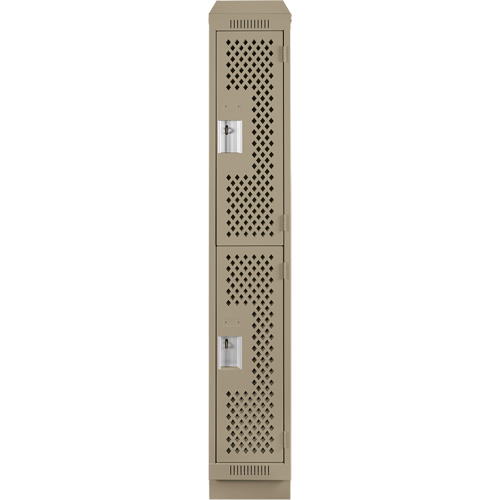 Casiers Clean Line, 2 niveaux, 12" x 18" x 82", Acier, Beige, Rivet (assembl&eacute;), Perfor&eacute; We Share Industrial Supply
