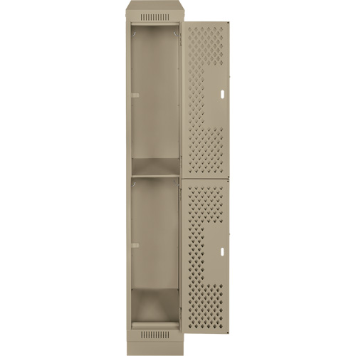 Casiers Clean Line, 2 niveaux, 12" x 18" x 82", Acier, Beige, Rivet (assembl&eacute;), Perfor&eacute; We Share Industrial Supply