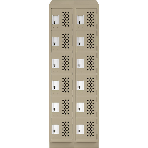 Assembled Lockerettes Clean Line Perforated Economy Lockers, 6 -tier, Bank of 2, 18" x 72" x 12", Steel We Share Industrial Supply