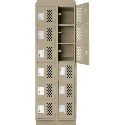 Assembled Lockerettes Clean Line Perforated Economy Lockers, 6 -tier, Bank of 2, 18" x 72" x 12", Steel We Share Industrial Supply
