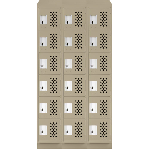 Assembled Lockerettes Clean Line Perforated Economy Lockers, 6 -tier, Bank of 3, 18" x 72" x 12", Steel We Share Industrial Supply