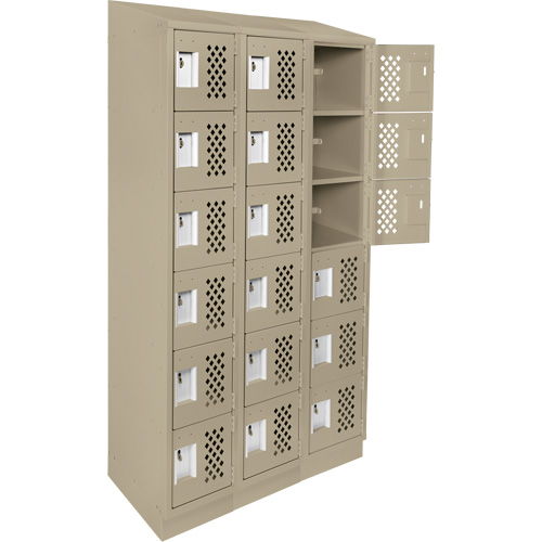 Assembled Lockerettes Clean Line Perforated Economy Lockers, 6 -tier, Bank of 3, 18" x 72" x 12", Steel We Share Industrial Supply