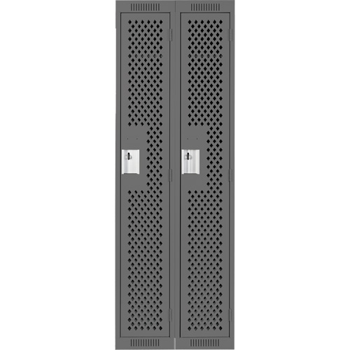 Clean Line Lockers, Bank of 2, 24" x 12" x 72", Steel, Charcoal, Rivet (Assembled), Perforated We Share Industrial Supply