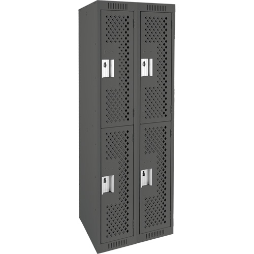 Casiers Clean Line, 2 niveaux, Bloc de 2, 24" x 15" x 72", Acier, Charbon, Rivet (assembl&eacute;), Perfor&eacute; We Share Industrial Supply