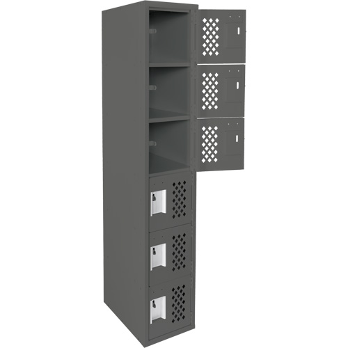 Assembled Lockerettes Clean Line Perforated Economy Lockers, 6 -tier, 18" x 72" x 12", Steel We Share Industrial Supply