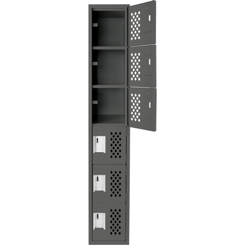 Assembled Lockerettes Clean Line Perforated Economy Lockers, 6 -tier, 18" x 72" x 12", Steel We Share Industrial Supply