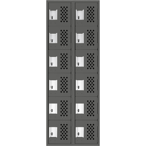 Assembled Lockerettes Clean Line Perforated Economy Lockers, 6 -tier, Bank of 2, 18" x 72" x 12", Steel We Share Industrial Supply