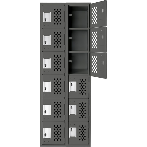 Assembled Lockerettes Clean Line Perforated Economy Lockers, 6 -tier, Bank of 2, 18" x 72" x 12", Steel We Share Industrial Supply