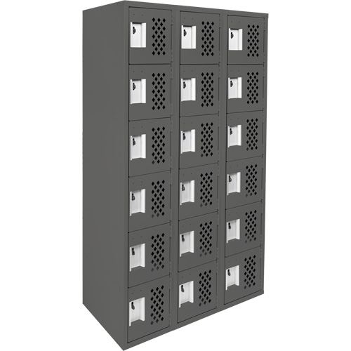 Assembled Lockerettes Clean Line Perforated Economy Lockers, 6 -tier, Bank of 3, 18" x 72" x 12", Steel We Share Industrial Supply