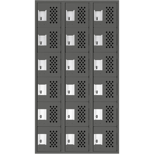 Assembled Lockerettes Clean Line Perforated Economy Lockers, 6 -tier, Bank of 3, 18" x 72" x 12", Steel We Share Industrial Supply