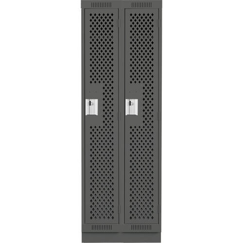 Clean Line Lockers, Bank of 2, 24" x 15" x 76", Steel, Charcoal, Rivet (Assembled), Perforated We Share Industrial Supply