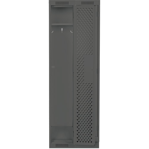 Clean Line Lockers, Bank of 2, 24" x 15" x 76", Steel, Charcoal, Rivet (Assembled), Perforated We Share Industrial Supply