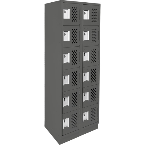 Assembled Lockerettes Clean Line Perforated Economy Lockers, 6 -tier, Bank of 2, 18" x 72" x 12", Steel We Share Industrial Supply