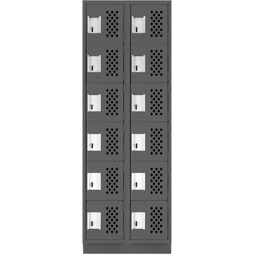 Assembled Lockerettes Clean Line Perforated Economy Lockers, 6 -tier, Bank of 2, 18" x 72" x 12", Steel We Share Industrial Supply