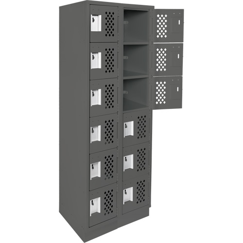 Assembled Lockerettes Clean Line Perforated Economy Lockers, 6 -tier, Bank of 2, 18" x 72" x 12", Steel We Share Industrial Supply