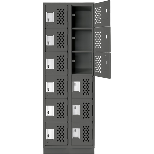 Assembled Lockerettes Clean Line Perforated Economy Lockers, 6 -tier, Bank of 2, 18" x 72" x 12", Steel We Share Industrial Supply