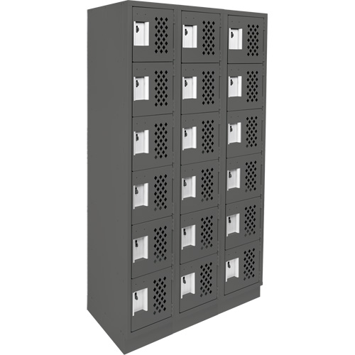 Clean-Line Perforated Lockerette, 6 -tier, Bank of 3, 12" x 72" x 12", Steel We Share Industrial Supply