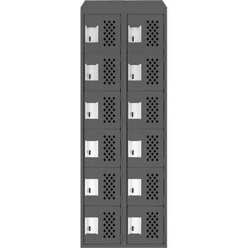 Assembled Lockerettes Clean Line Perforated Economy Lockers, 6 -tier, Bank of 2, 18" x 72" x 12", Steel We Share Industrial Supply