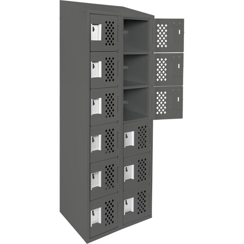 Assembled Lockerettes Clean Line Perforated Economy Lockers, 6 -tier, Bank of 2, 18" x 72" x 12", Steel We Share Industrial Supply