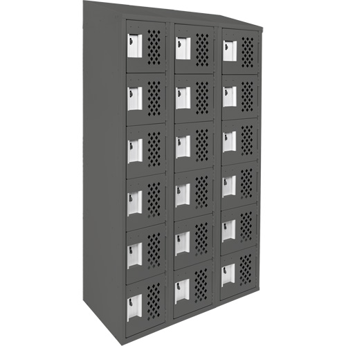 Assembled Lockerettes Clean Line Perforated Economy Lockers, 6 -tier, Bank of 3, 18" x 72" x 12", Steel We Share Industrial Supply