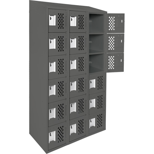 Assembled Lockerettes Clean Line Perforated Economy Lockers, 6 -tier, Bank of 3, 18" x 72" x 12", Steel We Share Industrial Supply
