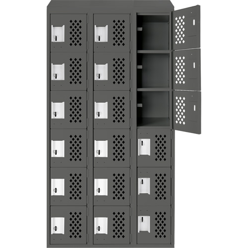 Assembled Lockerettes Clean Line Perforated Economy Lockers, 6 -tier, Bank of 3, 18" x 72" x 12", Steel We Share Industrial Supply