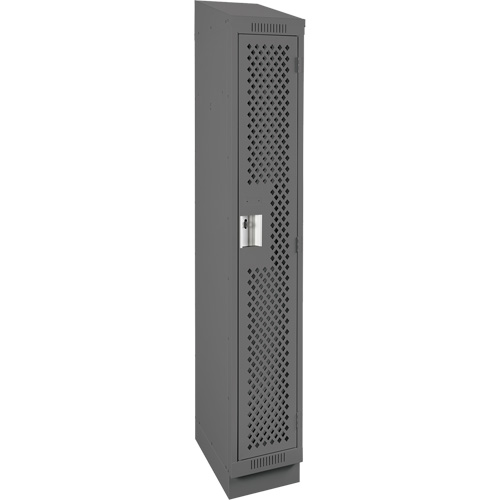 Clean Line Lockers, 12" x 15" x 82", Steel, Charcoal, Rivet (Assembled), Perforated We Share Industrial Supply