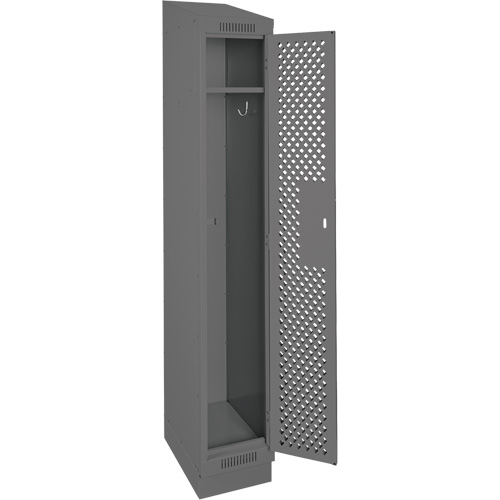 Clean Line Lockers, 12" x 15" x 82", Steel, Charcoal, Rivet (Assembled), Perforated We Share Industrial Supply