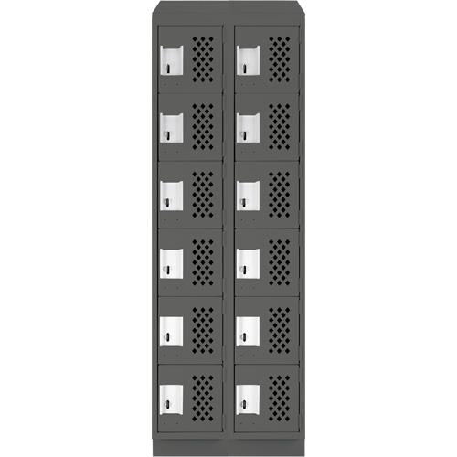 Assembled Lockerettes Clean Line Perforated Economy Lockers, 6 -tier, Bank of 2, 18" x 72" x 12", Steel We Share Industrial Supply