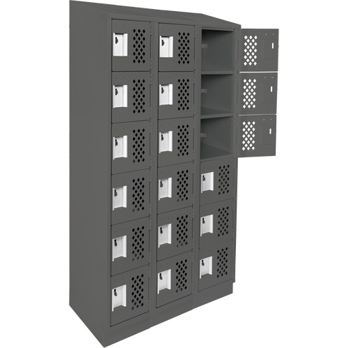 Assembled Lockerettes Clean Line Perforated Economy Lockers, 6 -tier, Bank of 3, 18" x 72" x 12", Steel We Share Industrial Supply