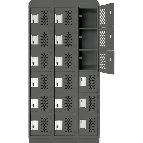 Assembled Lockerettes Clean Line Perforated Economy Lockers, 6 -tier, Bank of 3, 18" x 72" x 12", Steel We Share Industrial Supply