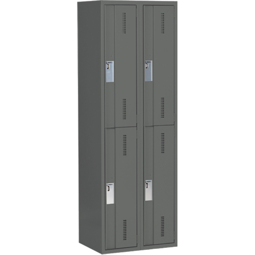Concorde Heavy-Duty Lockers, 2 -tier, Bank of 2, 24" x 18" x 72", Steel, Charcoal, Welded (Assembled) We Share Industrial Supply