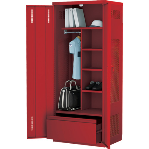 Deluxe Gear Locker, Steel, 36" W x 24" D x 72" H, Red We Share Industrial Supply