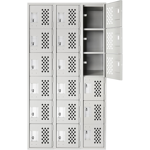 Clean Line Lockerettes, 6 -tier, Bank of 3, 18" x 72" x 12", Steel We Share Industrial Supply